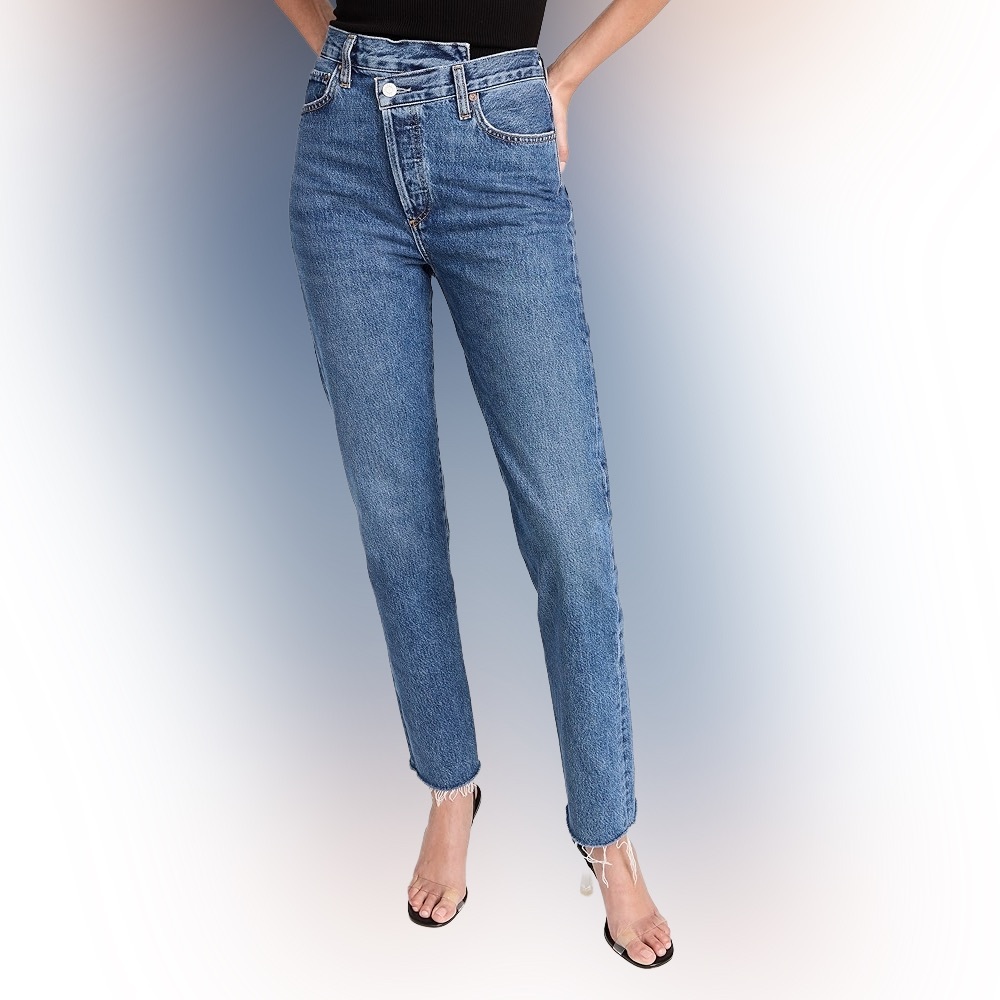 AGolde Criss Cross Straight - Raw Hem, Range Blue
